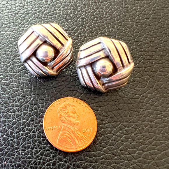 BRIGHTON Sonoran Knot Button Style Pierced Earrings Silver Plated - Picture 10 of 10